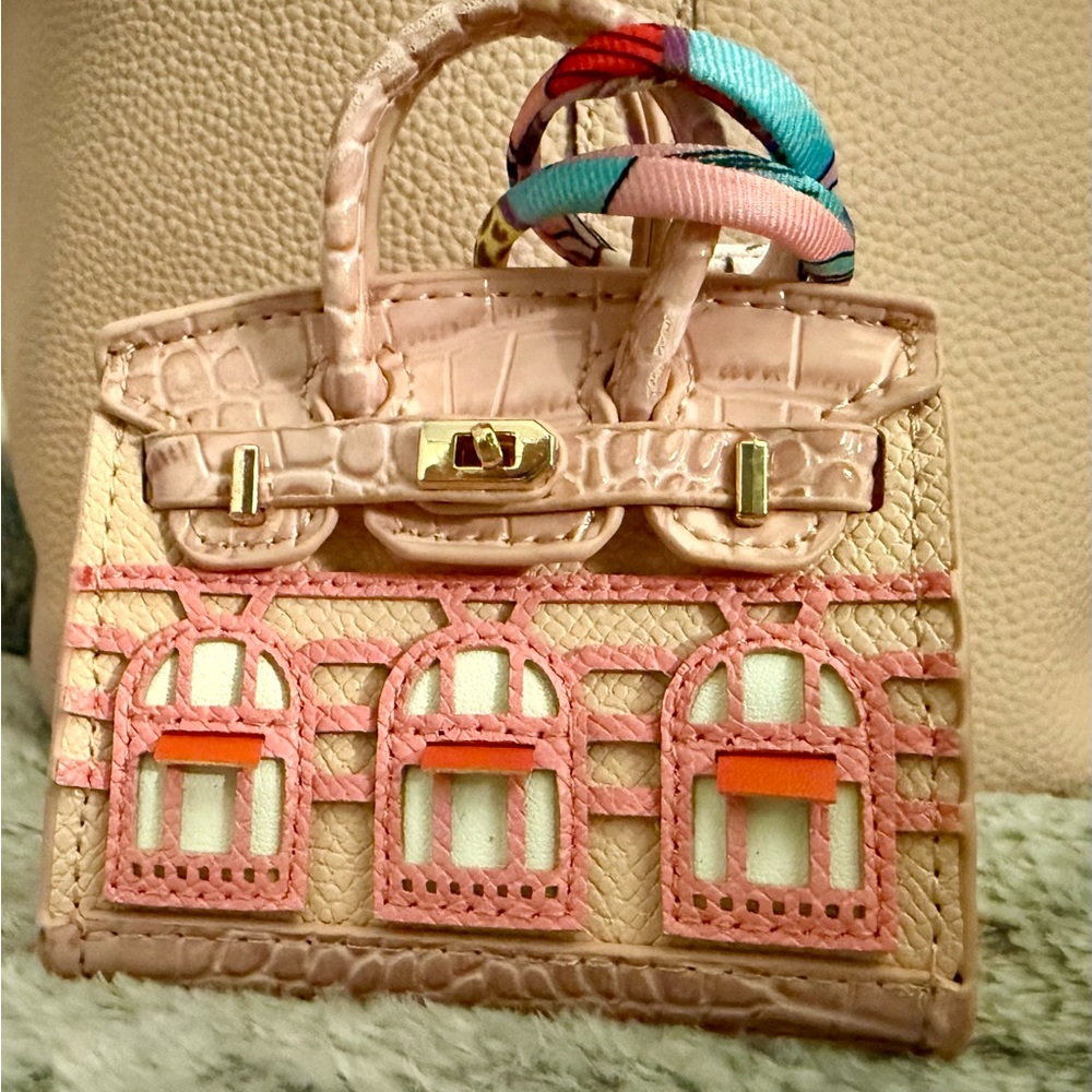 Elegant Pink and Cream Women's Handbag Charm